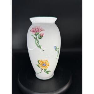 Tiffany & Co White Sintra Porcelain Floral Vase, 9”Tall.
